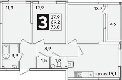 Планировка 4Е-к.кв