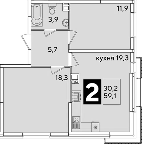 Планировка 3Е-к.кв