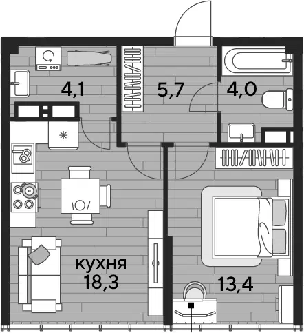 Планировка 1-к.кв