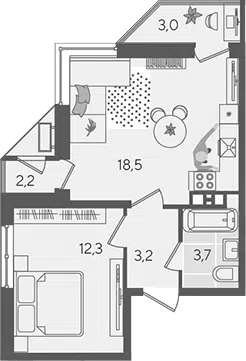 Планировка 2Е-к.кв