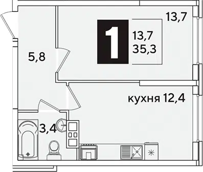 Планировка 1-к.кв