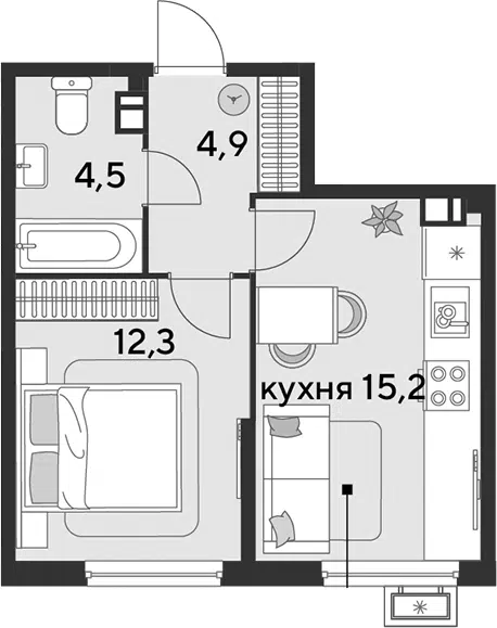 Планировка 2Е-к.кв