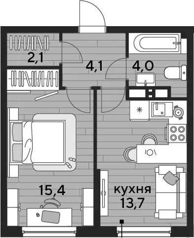 Планировка 1-к.кв