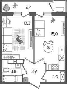 Планировка 2Е-к.кв