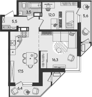 Планировка 3Е-к.кв