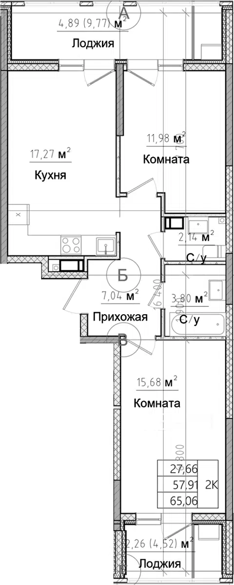 Планировка 3Е-к.кв