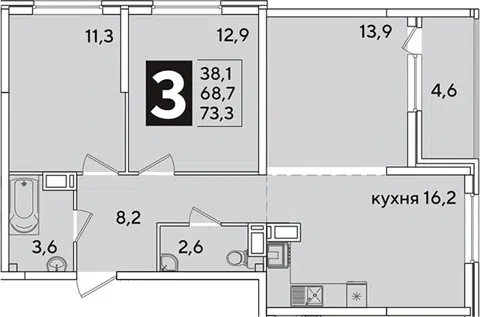 Планировка 4Е-к.кв