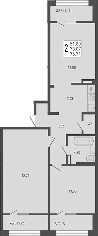 Планировка 3Е-к.кв