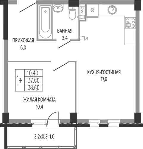Планировка 2Е-к.кв