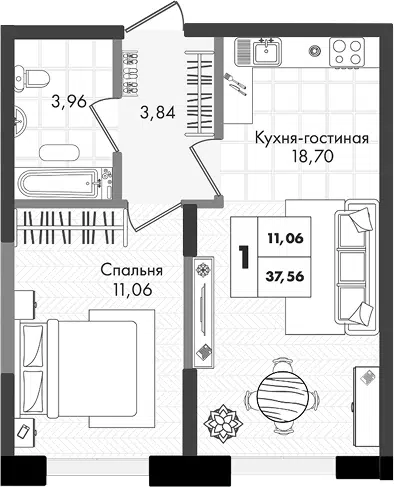 Планировка 2Е-к.кв