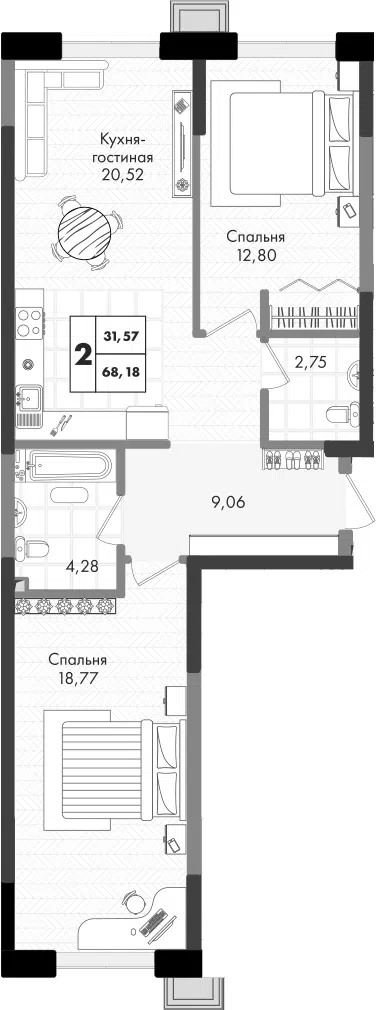 Планировка 3Е-к.кв