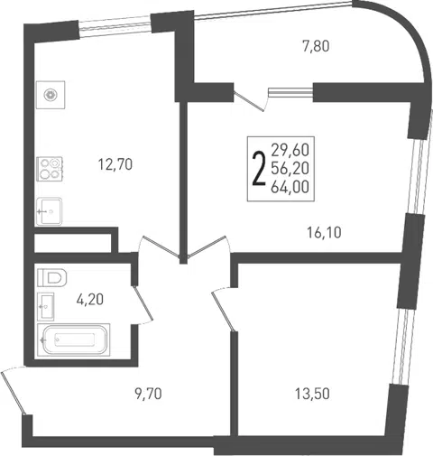 Планировка 2-к.кв