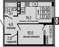Планировка 1-к.кв