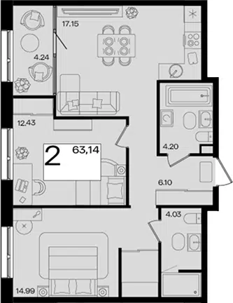 Планировка 3Е-к.кв