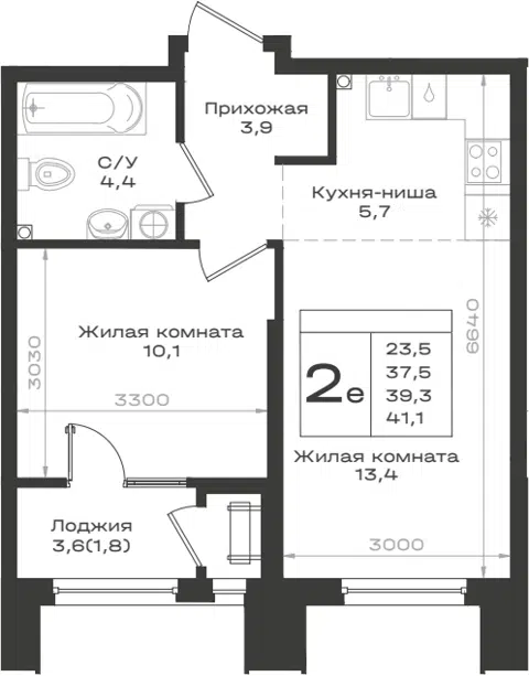 Планировка 2Е-к.кв