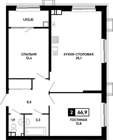 Планировка 2-к.кв