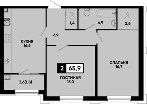 Планировка 2-к.кв