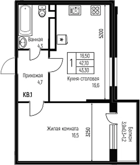 Планировка 2Е-к.кв