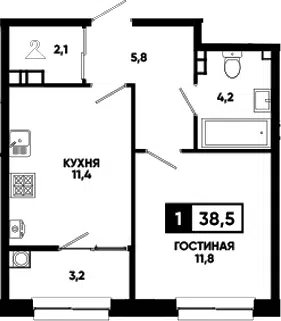 Планировка 1-к.кв