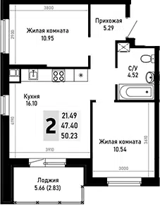 Планировка 2-к.кв