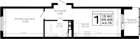 Планировка 1-к.кв