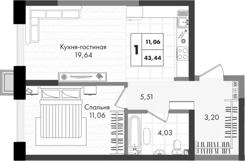 Планировка 2Е-к.кв
