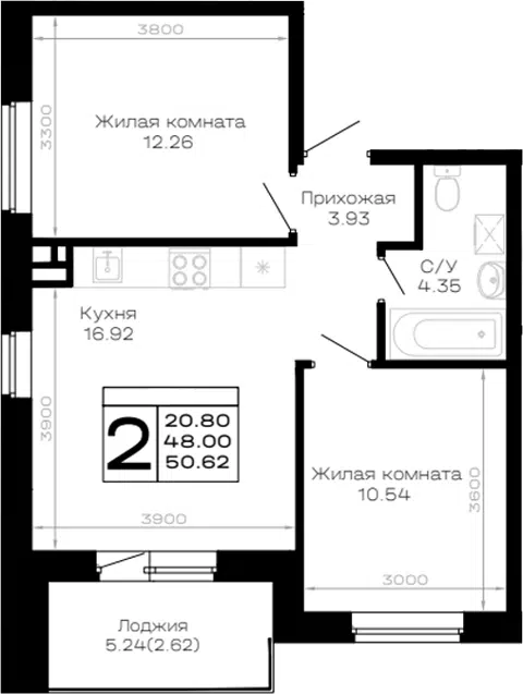 Планировка 2-к.кв