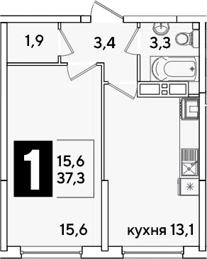 Планировка 1-к.кв