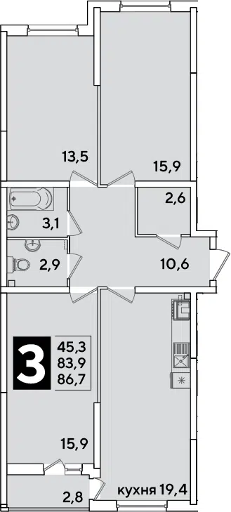Планировка 4Е-к.кв