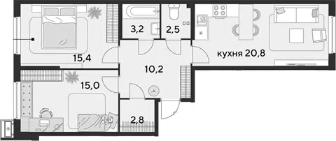 Планировка 3Е-к.кв
