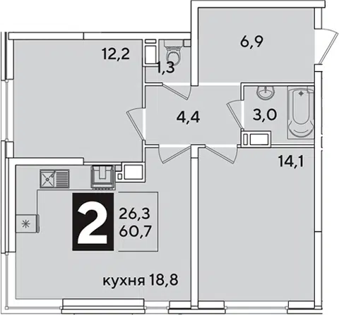 Планировка 3Е-к.кв
