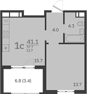 Планировка 2Е-к.кв