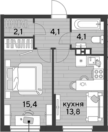 Планировка 1-к.кв