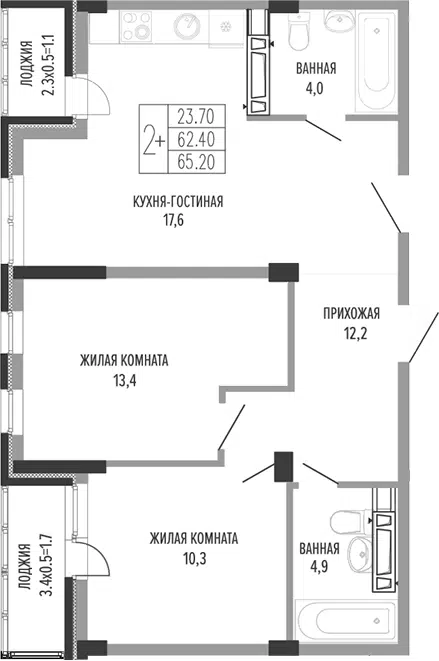 Планировка 3Е-к.кв