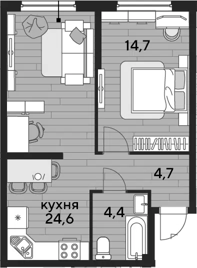 Планировка 1-к.кв
