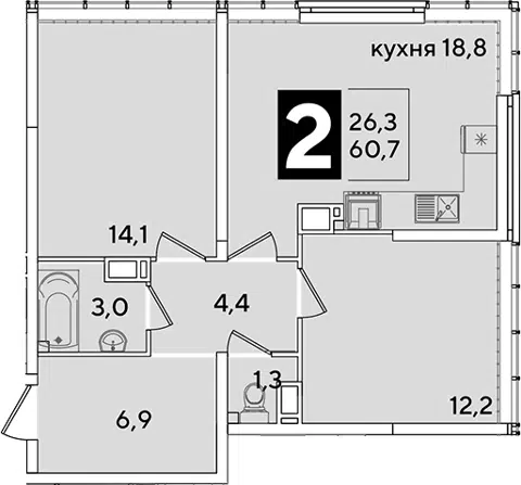Планировка 3Е-к.кв