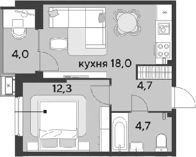 Планировка 2Е-к.кв