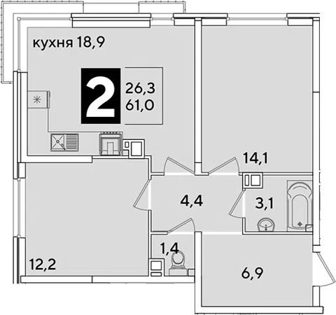 Планировка 3Е-к.кв