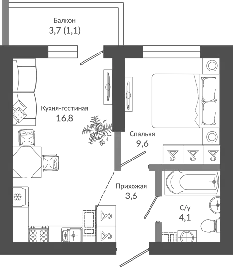 Планировка 2Е-к.кв