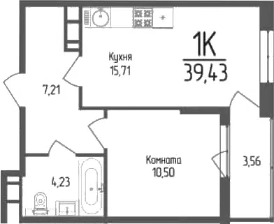 Планировка 1-к.кв