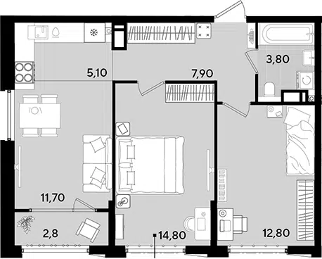Планировка 3Е-к.кв