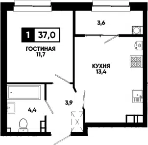 Планировка 1-к.кв