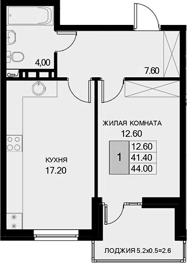 Планировка 1-к.кв