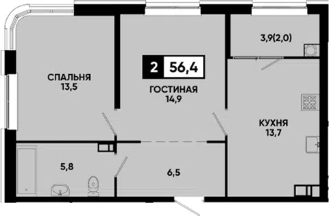 Планировка 2-к.кв