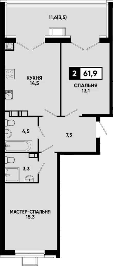 Планировка 2-к.кв