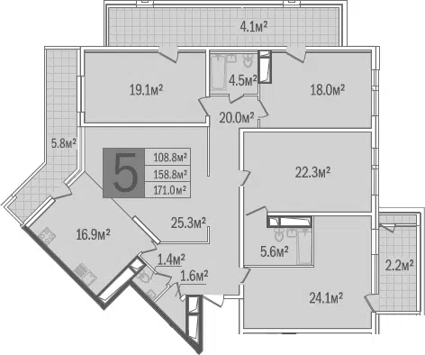 Планировка 5-к.кв