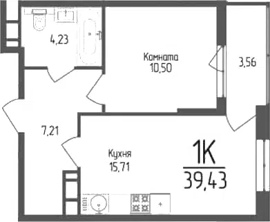 Планировка 1-к.кв