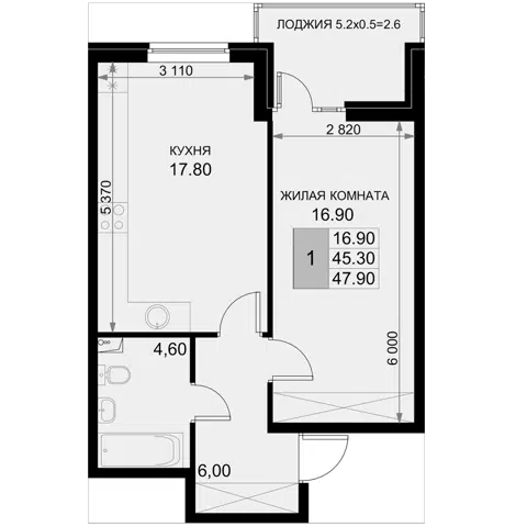 Планировка 2Е-к.кв