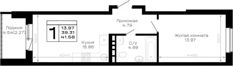 Планировка 1-к.кв