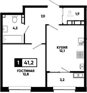 Планировка 1-к.кв